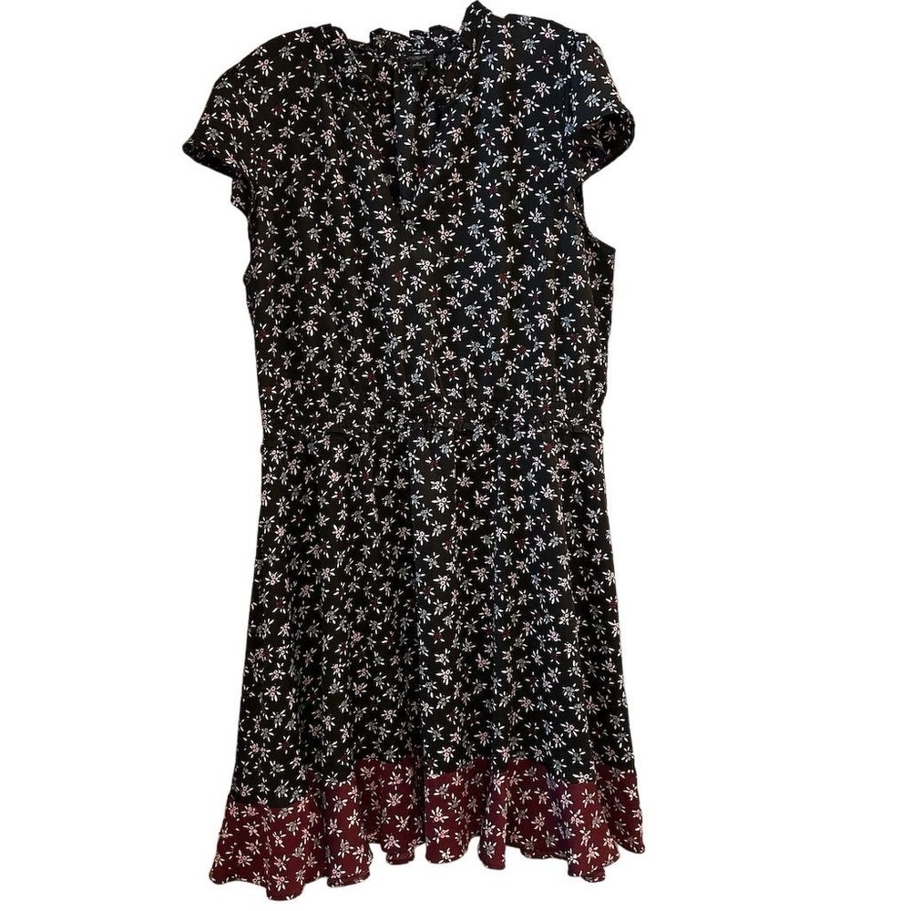 Ann Taylor Black and White Floral Midi Dress